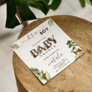 Invitación Madera silvestre vegetación bebé ducha