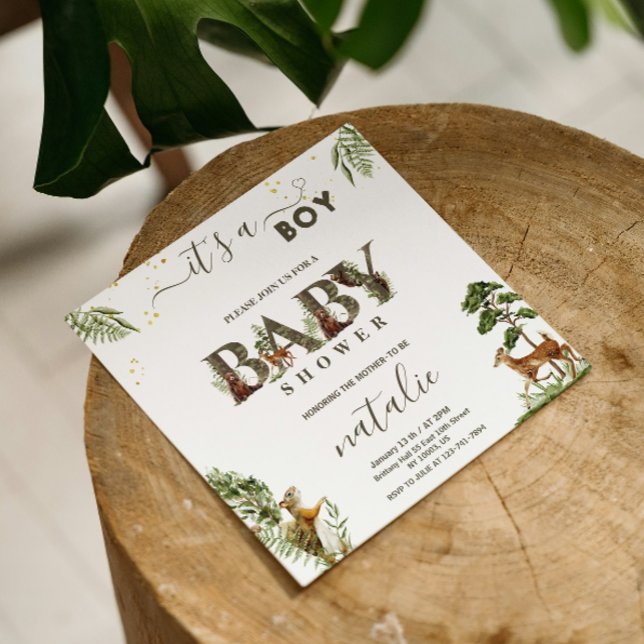Invitación Madera silvestre vegetación bebé ducha (Subido por el creador)
