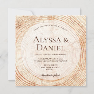 Invitación Madera Tallada Grano Personalizado Rústico Boda