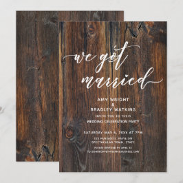 Invitación Madera Texturizada Boda Carta a Mano Nos Casamos