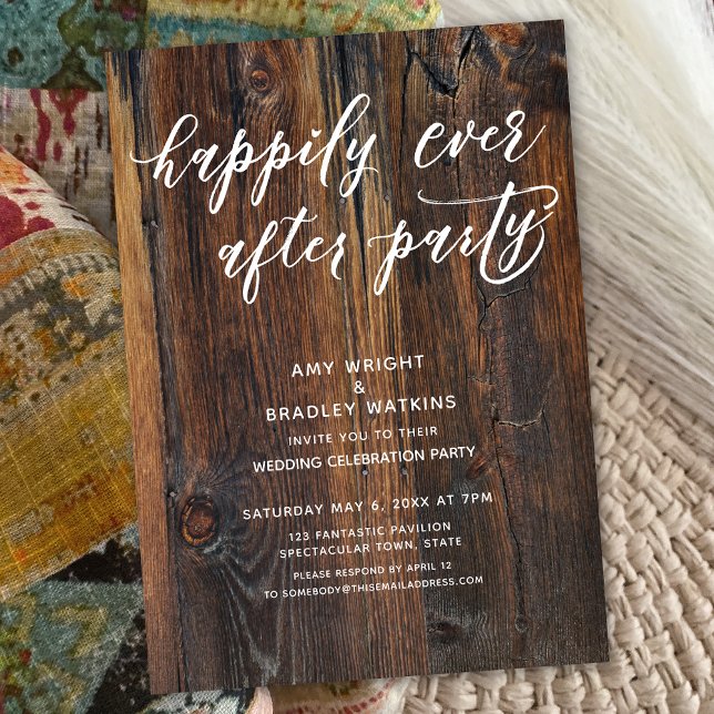 Invitación Madera Texturizada Fiesta Felices para Siempre con (Subido por el creador)