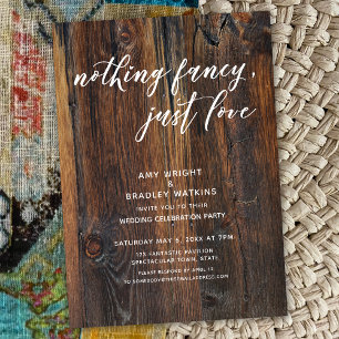 Invitación Madera Texturizada Letra a Mano Nada Lujoso, Solo 