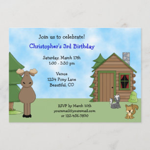 Invitación Madera y cabaña de animales de Woodland Cumpleaños
