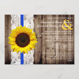 Invitación Madera y encaje rústicos con Boda de girasol