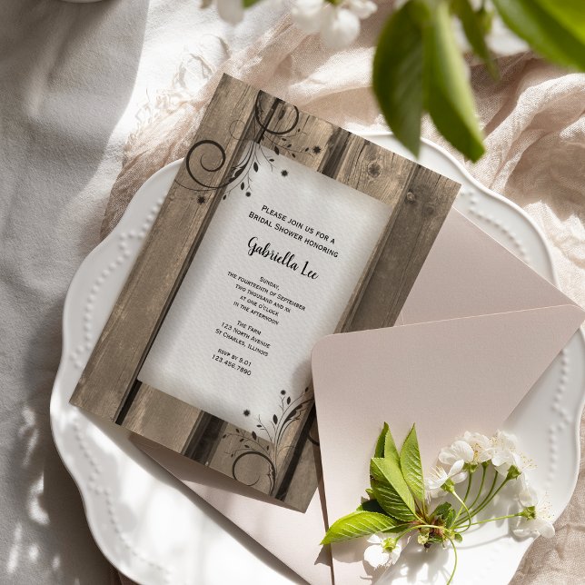 Invitación Madera y flores en el campo Barn Shower (Subido por el creador)