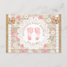 Madera y flores rusticas Baby Shower rosa y tan
