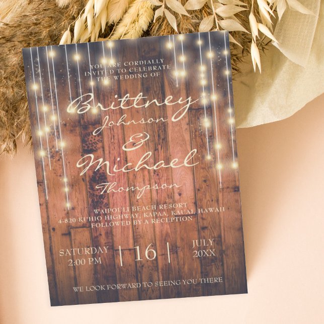 Invitación Madera y luces rubias | BODA (Subido por el creador)