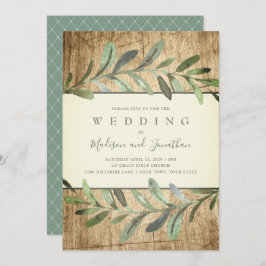 Invitación Maderas botánicas de las vides rústicas que casan