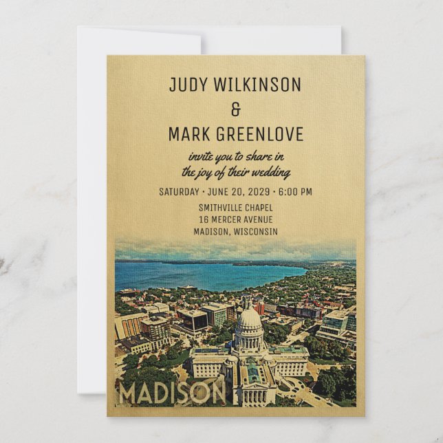 Invitación Madison Wisconsin Wedding Invitation Vintage (Anverso)