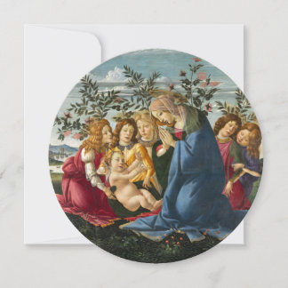 Invitación Madonna Adorando al Niño con 5 Ángeles Botticelli