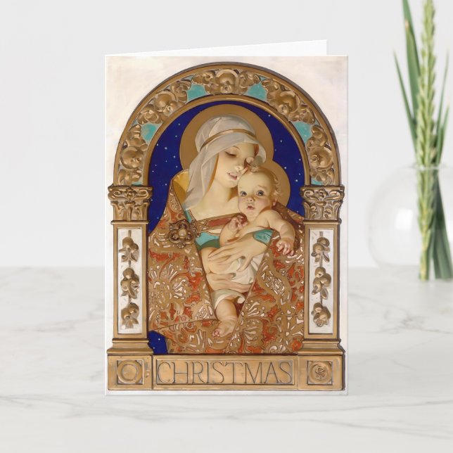 Invitación Madonna de Navidad de Leyendecker (Anverso)