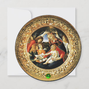 Invitación Madonna del Magnificat Fiesta de Navidad Verde Gem