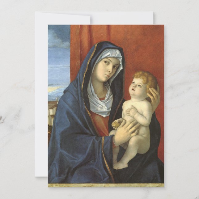 Invitación Madonna e hijo de Giovanni Bellini, Baby Shower (Anverso)