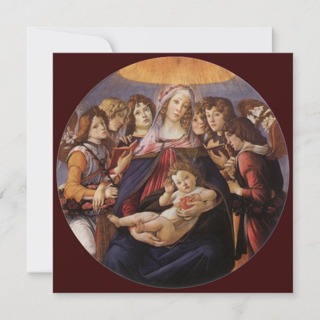 Invitación Madonna y niño con ángeles por Sandro Botticelli (Anverso)