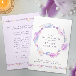 Invitación Madre bendiciendo instrucciones de cuentas arte pú