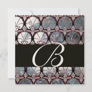 INVITACIÓN MADRE BLANCA DE PEARL DAMASK CARNATIONS MONOGRAM