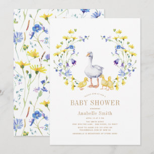 Invitación Madre Chica Floral Rhyme Goose Baby Shower