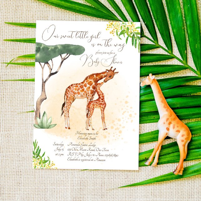 Invitación Madre de jirafa y bebé ducha de bebé de safari afr (Subido por el creador)