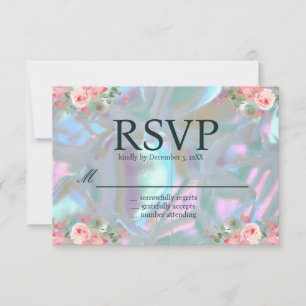 Invitación Madre de Perla Iridescente Elegante RSVP de Boda