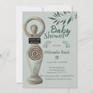 Invitación Madre Diosa Pagan con hojas Baby Shower