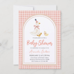 Invitación Madre dulce, ganso y Baby Shower rosa brillante