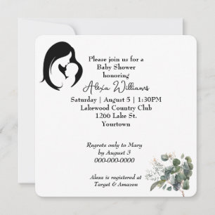 Invitación Madre e hijo en Baby Shower blanco