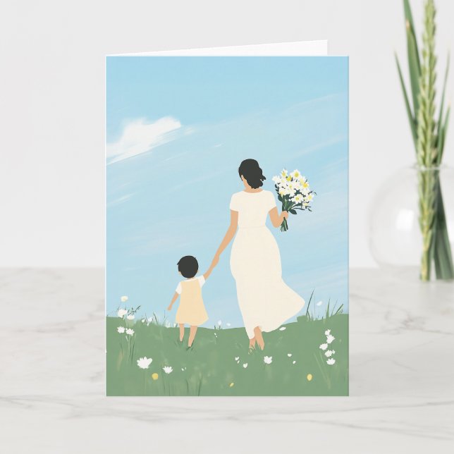 Invitación Madre e hijo en un prado floreciente (Anverso)