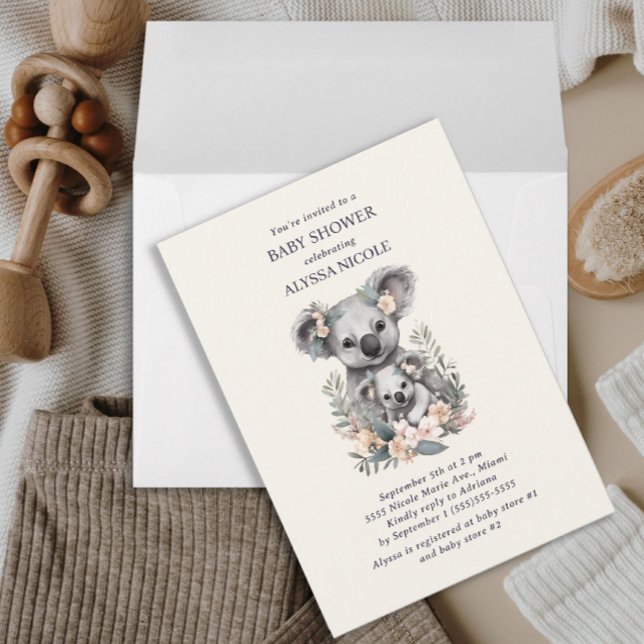 Invitación Madre educada bebé Koala Chica Baby Shower (Subido por el creador)