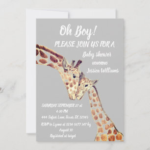 Invitación Madre educada niño bebé Giraffe Safari Boho Animal
