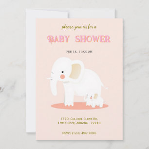 Invitación Madre elefante y ducha de bebé