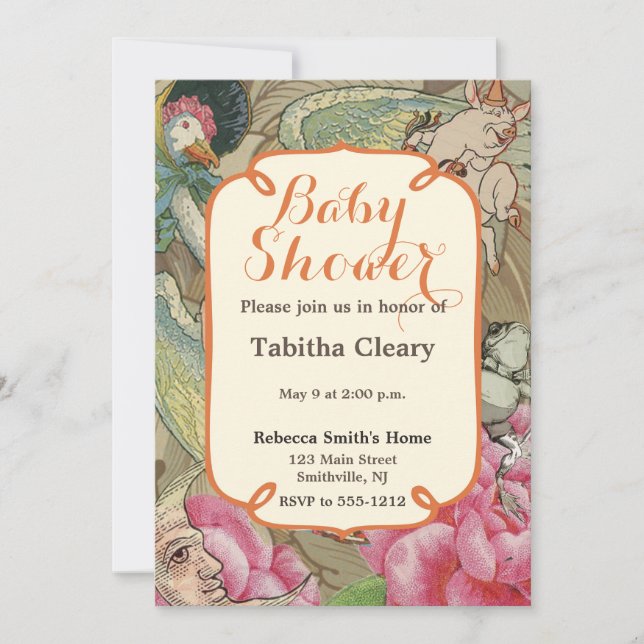 Invitación Madre Gosa Nursery Rhyme Fairy Tale (Anverso)