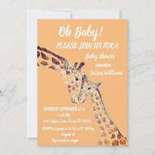 Invitación Madre linda bebé Giraffe Safari Boho Animales invi