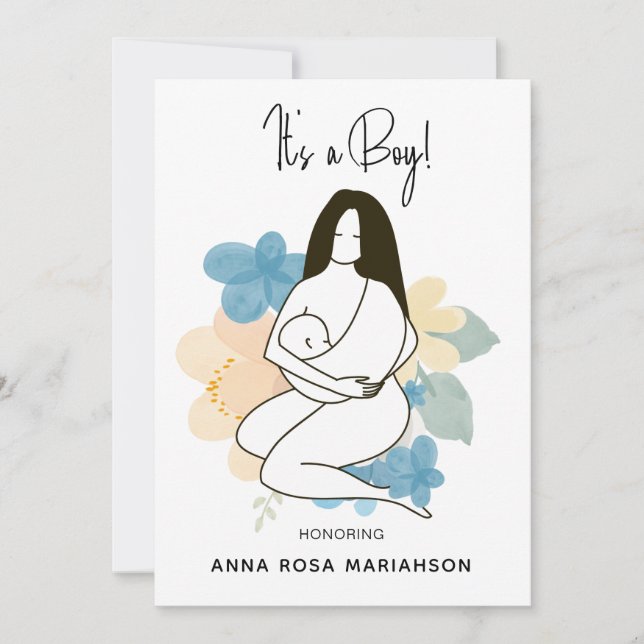 Invitación *~* Madre madre sosteniendo a bebé floral Baby Sho (Anverso)