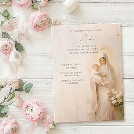 Invitación Madre María con bautismo infantil