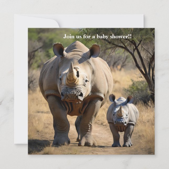 Invitación Madre rinoceronte con ternera (Anverso)