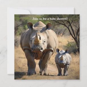 Invitación Madre rinoceronte con ternera