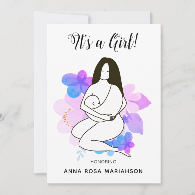 Invitación *~* Madre sosteniendo a su bebé Chica de Baby Show (Anverso)