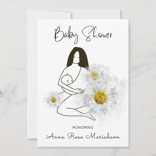 Invitación *~* Madre sosteniendo Baby Shower de flores de mar (Anverso)