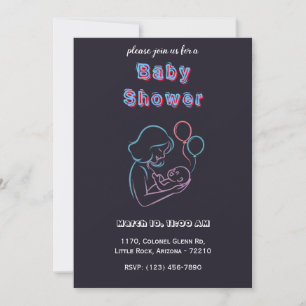 Invitación Madre y bebé con globos - Baby Shower