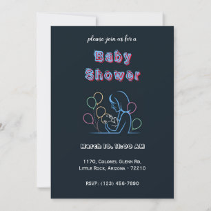 Invitación Madre y bebé con globos - Baby Shower