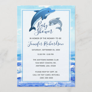 Invitación Madre y bebé delfín océano Baby Shower