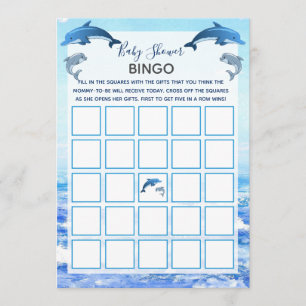 Invitación Madre y bebé delfín océano Bingo Baby Shower