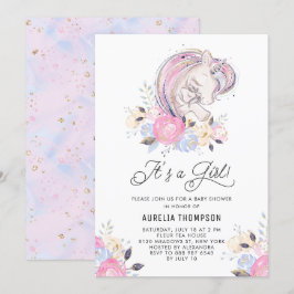 Invitación Madre y bebé Unicorn es un Baby Shower Chica