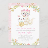 Madre y hija, gatos, Baby Shower floral