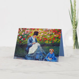 Invitación Madre y niño monet en el jardín