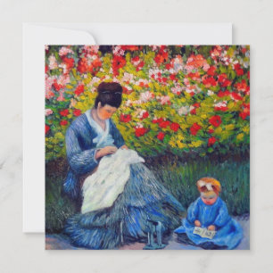 Invitación Madre y niño monet en el jardín