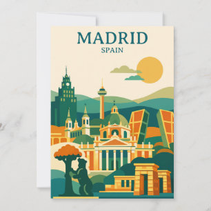 Invitación Madrid España Ciudad Silueta - Minimalista Retro C