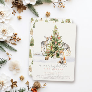 Invitación Madrillos de animales de Woodland Pequeños Navidad