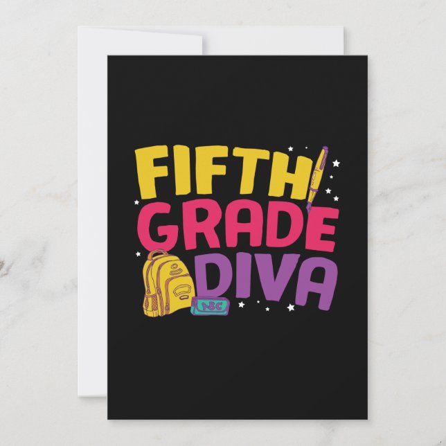 Invitación Maestra de 5º grado Diva de quinto grado (Anverso)