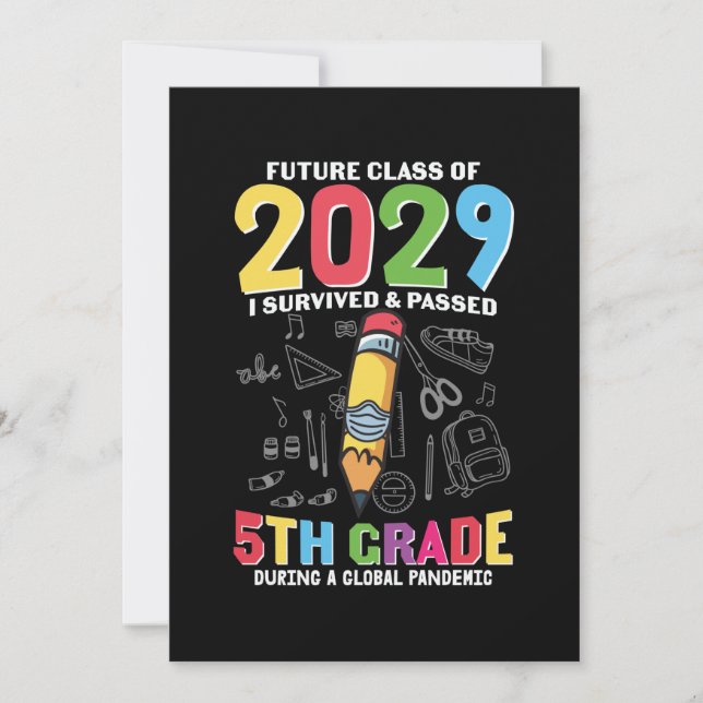 Invitación Maestra de 5º grado durante una global (Anverso)